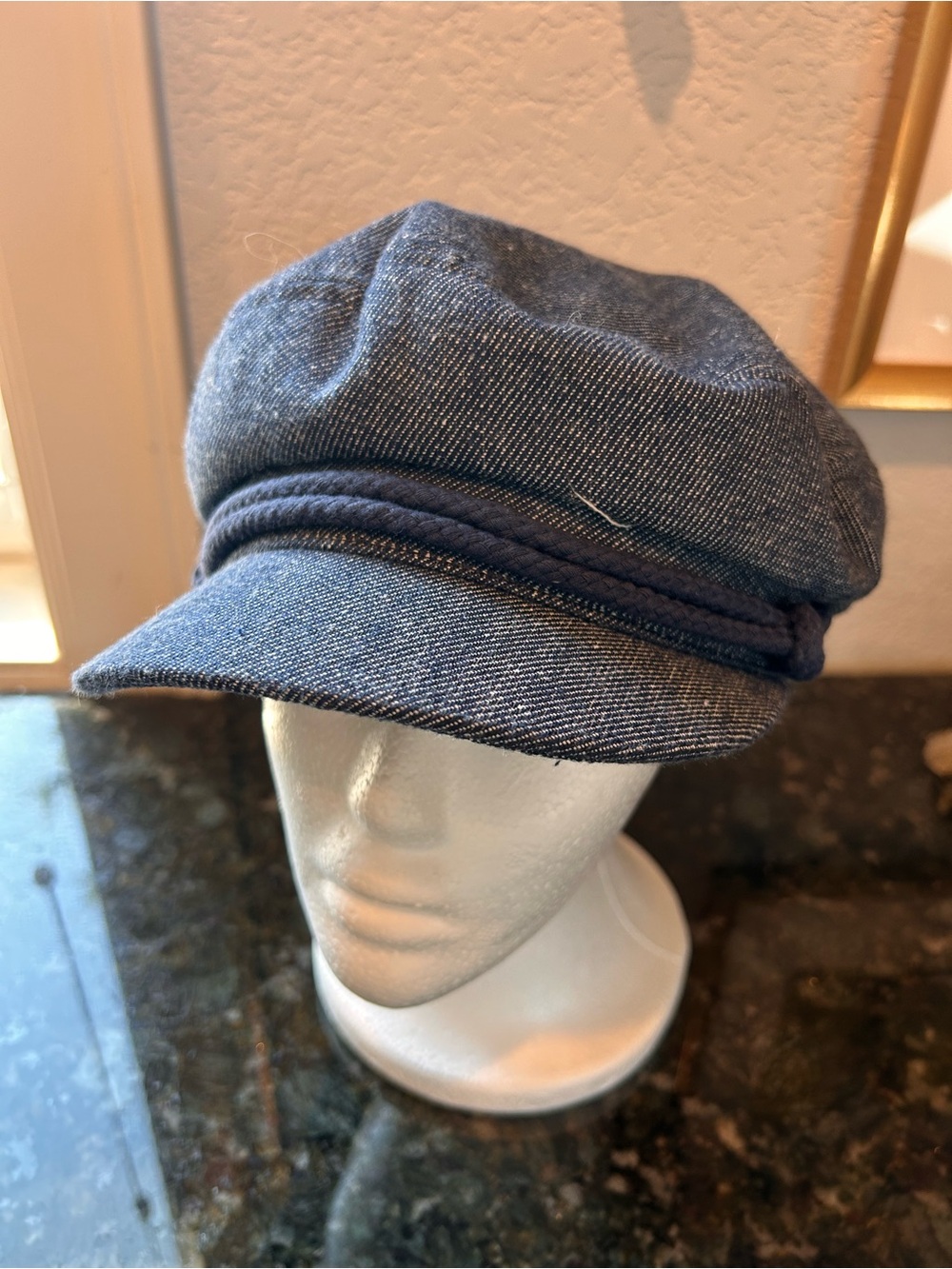 Brixton Cotton/Linen Blend Page Boy Baker Boy Cap. Denim look. 7 1/4. EUC. - Picture 2 of 8